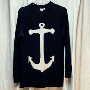 Simons Navy and White Anchor Sweater